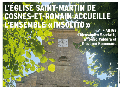4e Edition des concerts de musique baroque le dimanche 29 septembre 2024 en l’église saint-Martin de Cosnes-et-Romain